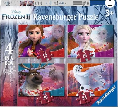 Ravensburger Disney Frozen 4 in a Box Jigsaw Puzzles for Kids Age 3 Years and Up – 12, 16, 20 & 24 Piece Puzzles, Preschool Learning Toy, Educational Puzzle Set, Gift for Boys & Girls